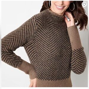 Worthington Women's Turtleneck Sweater‎ - Gray and Brown